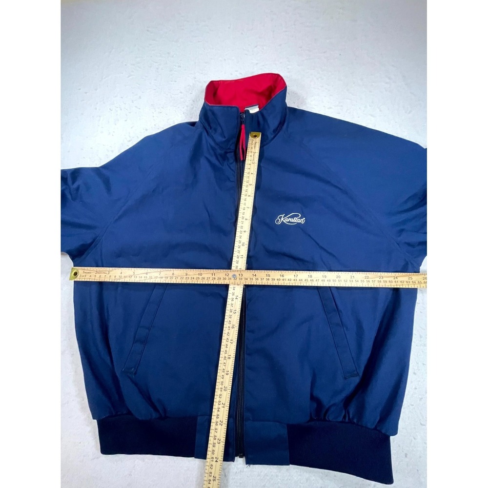 Vintage Karastan Windbreaker Jacket Mens XL Navy Blue Thermal Insulated Full Zip - Picture 4 of 11